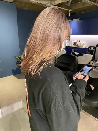 ミディアム カラー ハイトーン/メンズ/ ボブ RINのヘアスタイル