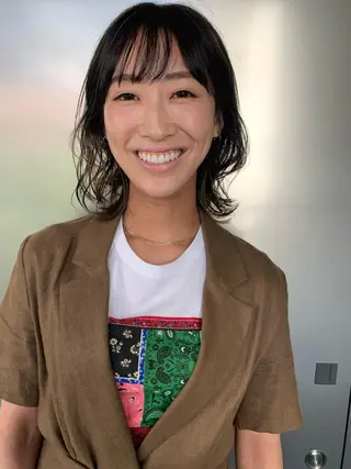 ミディアム カラー パーマ la fith所属・rico_by ヘアとアイブロウのヘアスタイル