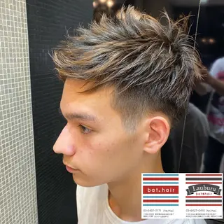 ショート カラー パーマ ヘアアレンジ メンズ キッズ バトヘアー渋谷 officialのヘアスタイル