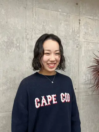 ミディアム パーマ era所属・azumi/ボブ/暖 色/オリーブ/縮毛のヘアスタイル