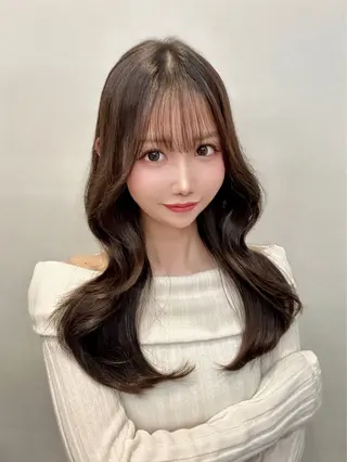 ロング カラー 顔周り似合わせ・巻け るレイヤー水谷航大のヘアスタイル