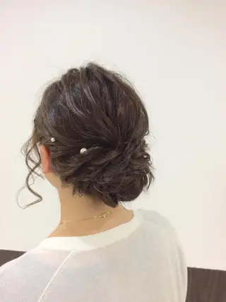 セミロング カラー パーマ ヘアアレンジ ハイトーンArphy 安蒜佑太のヘアスタイル