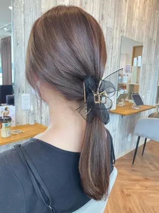 セミロング カラー 韓国ヘア顔周りカット 艶髪ベージュtamaのヘアスタイル