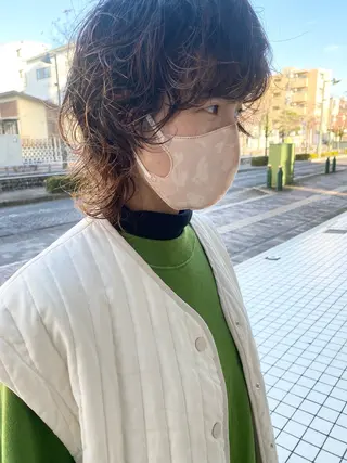 ミディアム パーマ 藤野 けいごのヘアスタイル