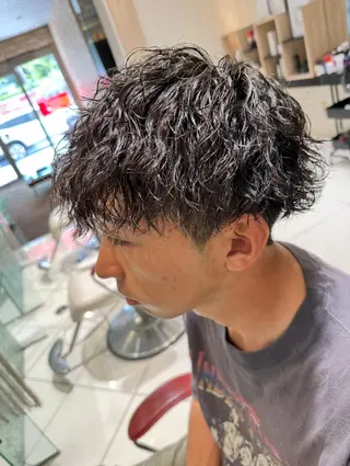 ショート カラー パーマ ヘアアレンジ メンズ 💈メンズ特化 美容師サキ💈のヘアスタイル