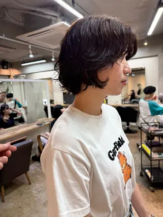 ショート パーマ 森貴裕/ベージュ/ パーマ/オリーブのヘアスタイル