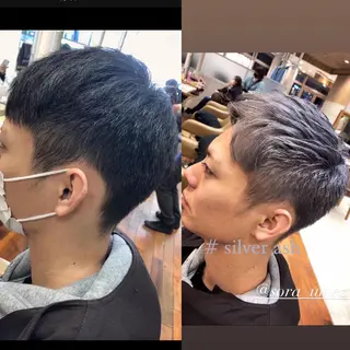 カラー メンズ ハイダメージ毛 縮毛矯正のヘアスタイル