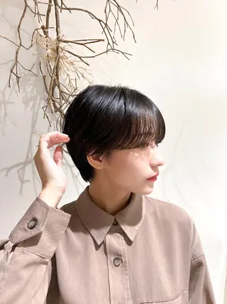 ショート 顔周りカット/髪質 改善/透明感カラーのヘアスタイル