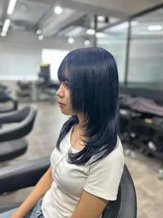 セミロング カラー ヘアアレンジ 💎韓国/ レイヤー カット/ 暖色🫧のヘアスタイル