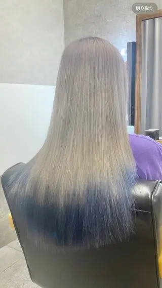 ロング たつや/ハイトーン/ バレイヤージュ/寒色のヘアスタイル