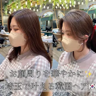 セミロング 山本翔一郎 韓国顔周りレイヤーのヘアスタイル