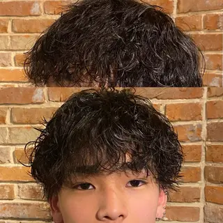 ミディアム パーマ メンズ vivre25所属・メンズ特化理容室 vivre25 石田のヘアスタイル
