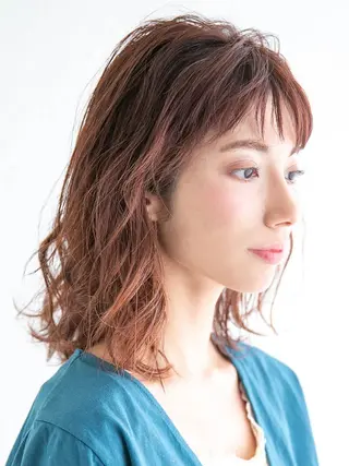 ミディアム カラー パーマ 倉橋 俊輔のヘアスタイル