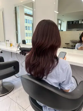 セミロング カラー 韓国レイヤーカット /ダブルカラーのヘアスタイル