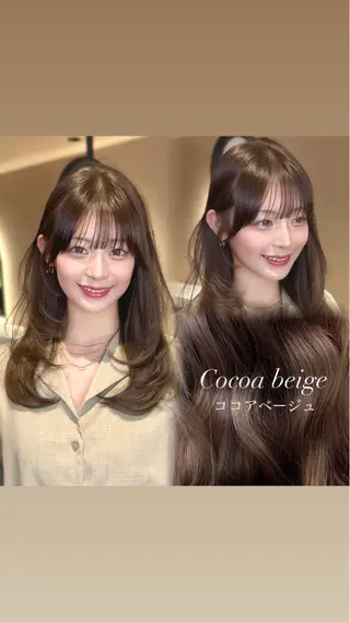 セミロング カラー ヘアアレンジ 顔周りcut/ 艶ワンカラー♥ちさきのヘアスタイル
