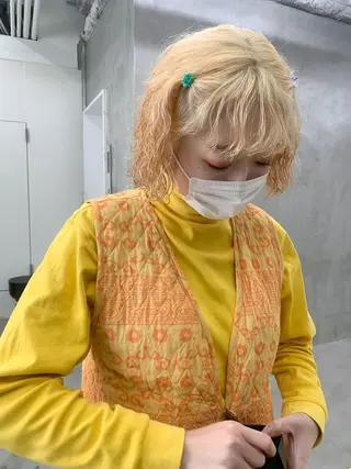 ミディアム カラー パーマ ヘアアレンジ メンズ ハイトーン/レイヤー 🌸さくらのヘアスタイル