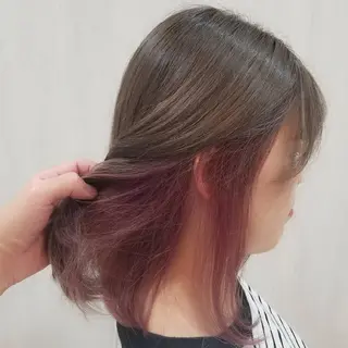 ミディアム カラー 顔周りレイヤーカット 髪質改善代表西村功平のヘアスタイル