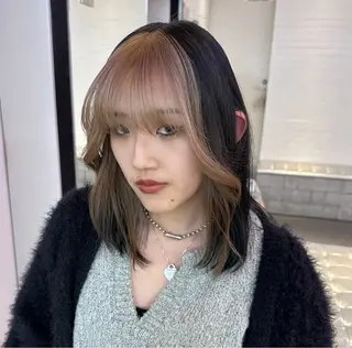 ミディアム カラー ハイトーン/ウルフ /エクステ/ましろのヘアスタイル