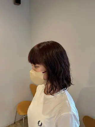 ミディアム カラー パーマ 川端 明莉のヘアスタイル
