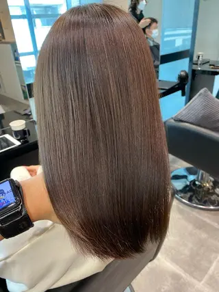 セミロング 韓国レイヤー/ミルク ティー🦋高橋　暖のヘアスタイル