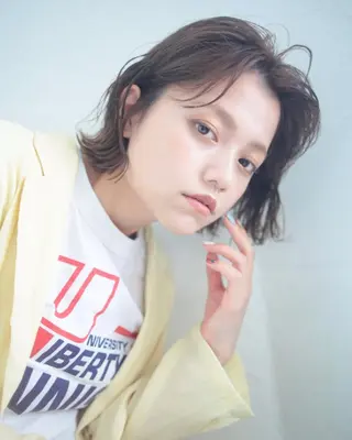 ミディアム パーマ カラー 小田川 竜也のヘアスタイル