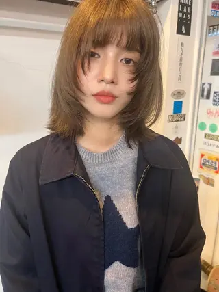 ミディアム カラー ボブ/透明感カラー Fukaのヘアスタイル