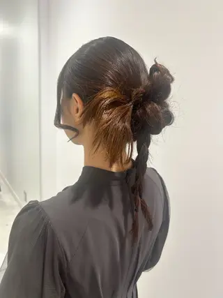 セミロング ヘアアレンジ はるか/ブリーチカラ ー/ヘアアレンジ🤍のヘアスタイル