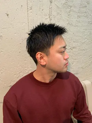 ショート メンズ 髪質改善ストレート/ ブリーチ／渋谷　福田のヘアスタイル