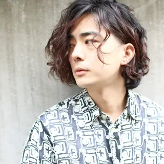 ミディアム カラー パーマ メンズ メンズパーマ ジンのヘアスタイル