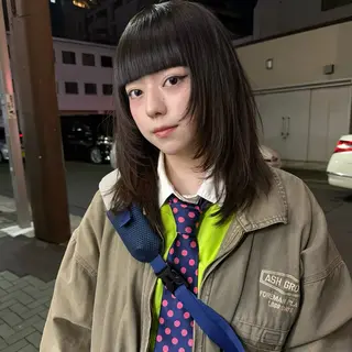 ミディアム 舟橋耀/ブリーチカラ ー/レイヤーカットのヘアスタイル