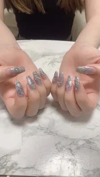 ネイル はな💎ネイル ワンホン、長さ出しのネイルデザイン