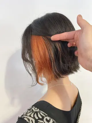 ショート カラー ヘアアレンジ 切りっぱなしボブ/ デザインカラー店長のヘアスタイル
