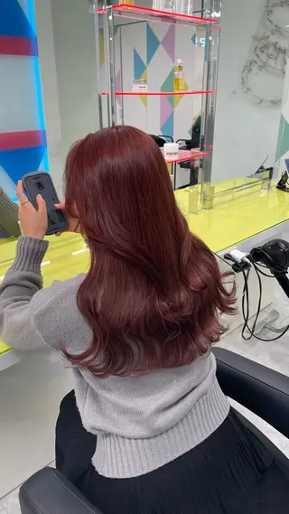 ロング カラー ヘアアレンジ 中韓🇰🇷暖色🖤 レイヤー🌙らいるのヘアスタイル