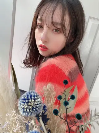 ミディアム レイヤーカット・ 縮毛矯正 星野のヘアスタイル