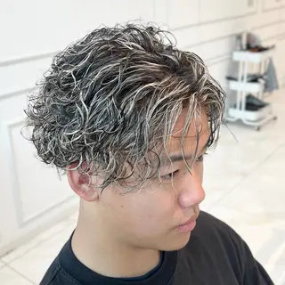 ショート カラー 若白髪ボカシ/パーマ 藤川時也のヘアスタイル