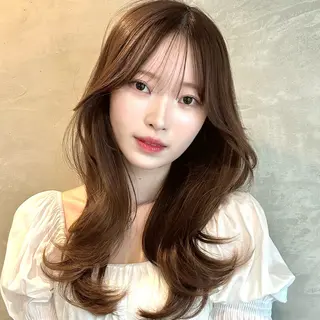 セミロング 🌹ハッシュカット、 レイヤー韓国ヘア🌹のヘアスタイル