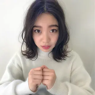 ミディアム カラー パーマ 日比 貴大/ minim hairのヘアスタイル