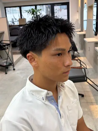 ショート パーマ メンズ 渡 汐音のヘアスタイル