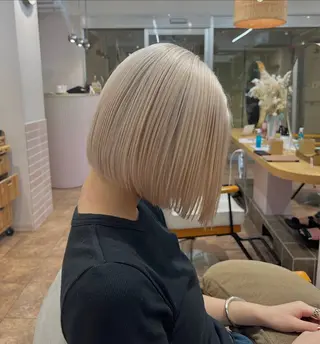 ミディアム カラー ぱっつんボブ☆メンズ カットYUTOのヘアスタイル