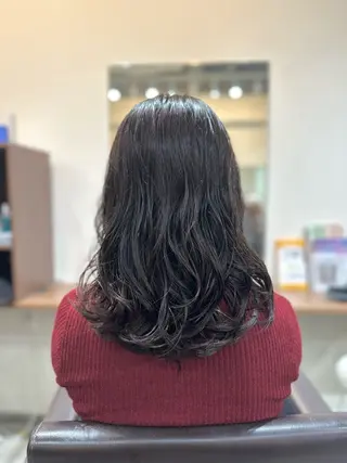 セミロング カラー パーマ 小顔カット✨ 透明感カラー✨kyoのヘアスタイル