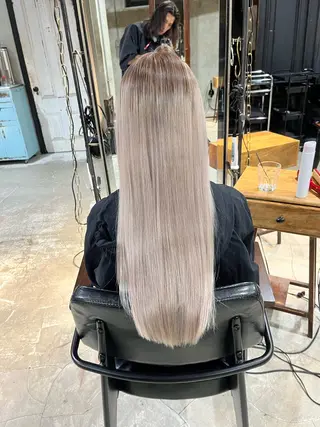 ロング カラー ヘアアレンジ ハイトーン/美髪矯正 🍃大江拓実のヘアスタイル