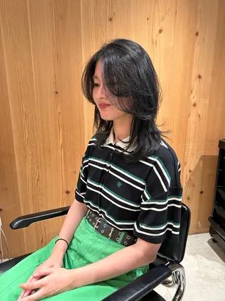セミロング カラー GO TODAY  SHAIRE  SALON   渋谷モディ所属・スキバサミを使わない カット🌼唯🌼のヘアスタイル