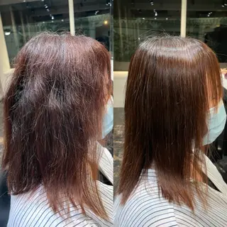 ミディアム 縮毛矯正専門店店長 佐々木動画モデル募集のヘアスタイル
