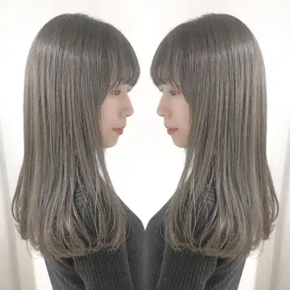 ミディアム カラー 柔らかbeige モトキのヘアスタイル