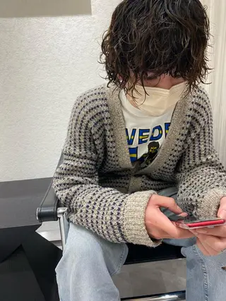 ショート パーマ メンズ ムトウセイマ/艶髪 /艶ケアWブリーチのヘアスタイル