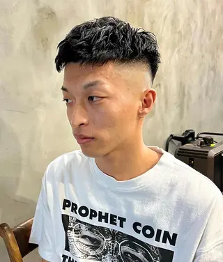 ショート パーマ メンズ 木村陸弥 似合わせ 透明感カラー🌿のヘアスタイル