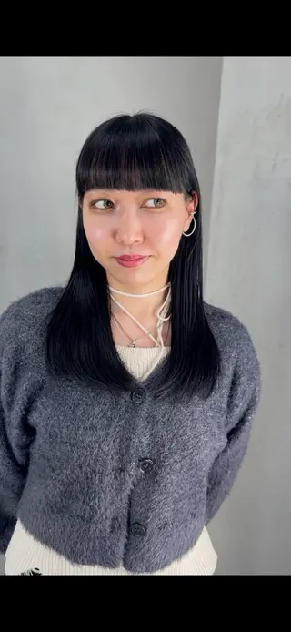 セミロング カラー 似合わせパーマ 癖毛カットのヘアスタイル