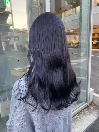 セミロング カラー ワインレッド 🍒KAHOのヘアスタイル