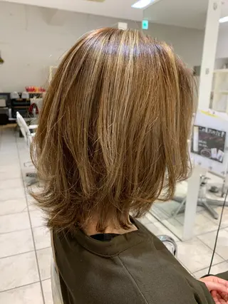 ミディアム カラー パーマ ヘアアレンジ 竹井 寛喜のヘアスタイル