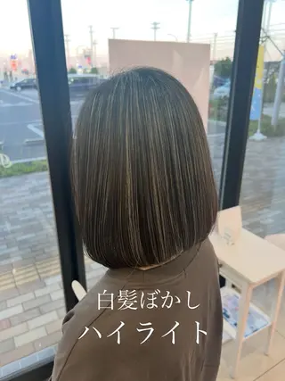 ミディアム カラー 仙台白髪ぼかし/ ボブカット/千葉達人のヘアスタイル